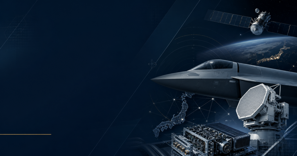 グローバルＸ 防衛テック－日本株式ETF（513A）をイメージした、航空宇宙・衛星・レーダー・電子機器などの防衛テックを表現したアイキャッチ画像